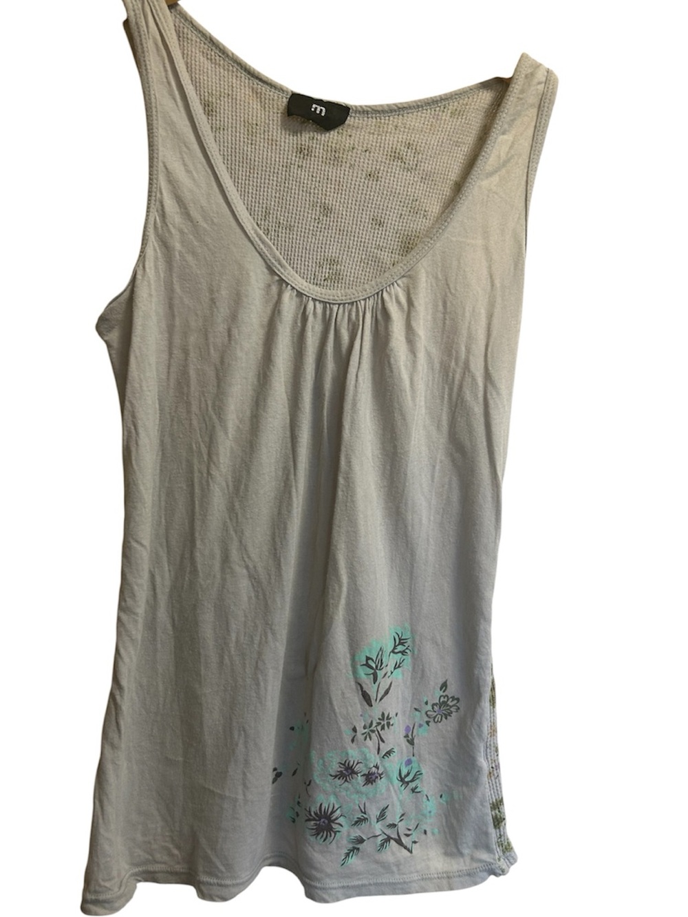 Vintage Y2K Solemio Mixed Media Floral Thermal Tank Top Size M Made in USA
